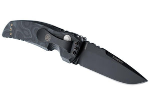 Hogue  EX-A01 3.5" Automatic Folder Drop Point Blade Black Kote G-10 Frame - G-Mascus Black - Tactical Gear Warehouse